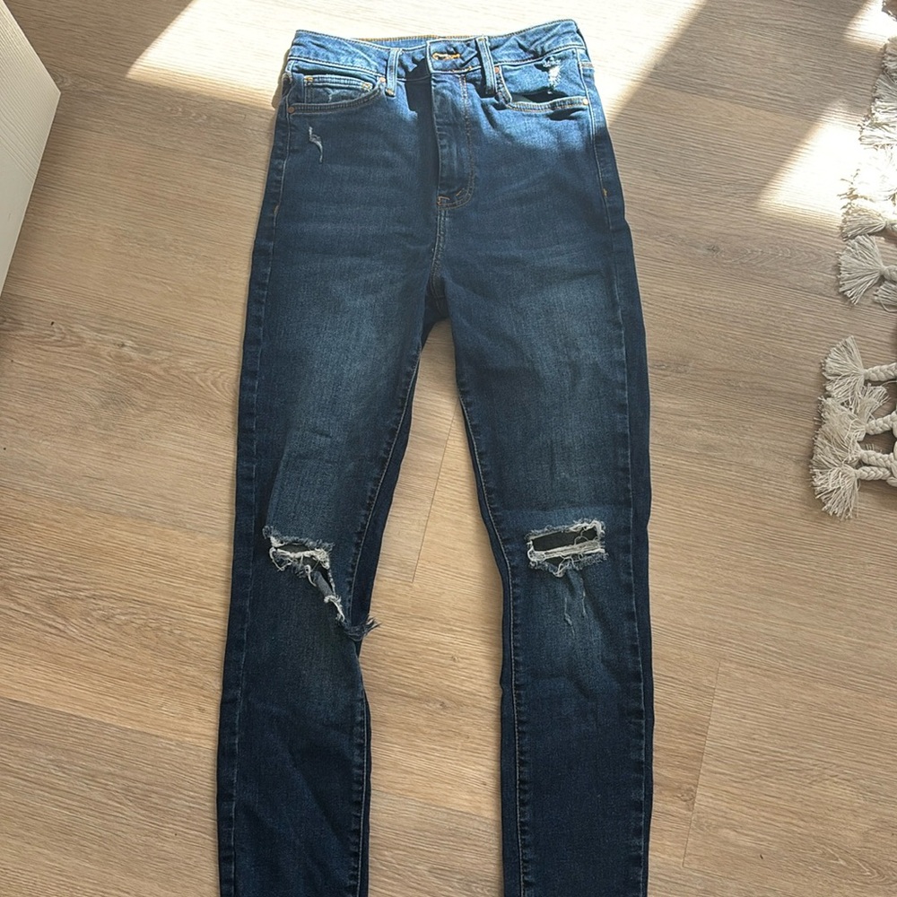 Forever 21 Ripped Dark Blue Skinny Jeans